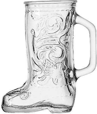 BARRAID Boot Beer Plastic Glass with Handle, 550 ML, Clear Glass Western Style Mug Plastic