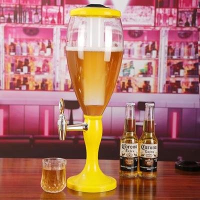 Barraid Beer Tower Dispenser, 3L Capacity, LED Lights Ice Tube Cooling, (CBT Silver)