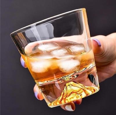 BARRAID Crystal Whiskey Glasses, (Set of 6) Rocks Glass with Angular Shape Heavy Base 300 ML