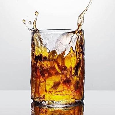 BARRAID Crystal Whiskey Glasses,(Set of 6) Rocks Glass with Waves Pattern and Heavy Base 280 ML