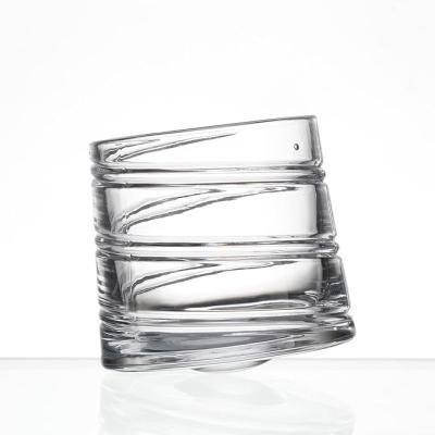 BARRAID Modern Spiral Design Whiskey Glass 250 ML, Set of 6, Crystal Clear